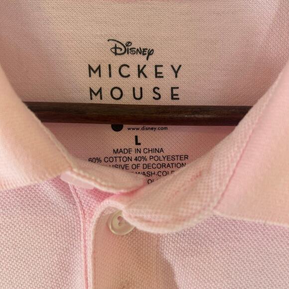 Disney Men’s Mickey Mouse Polo Shirt Pink Size Large - Picture 3 of 9